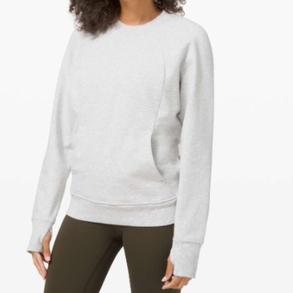 Lululemon Scuba Crew, Heathered Core Ultra Light Grey, Size 8 - Picture 1 of 10
